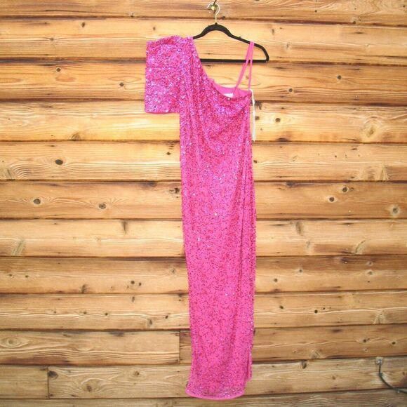 Mac Duggal 10912 Womens Pink EMBELLISHED PUFF ONE SHOULDER COLUMN GOWN Dress - Picture 7 of 16